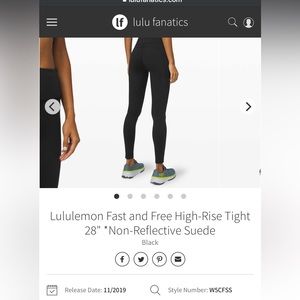 Lululemon Fast and Free High-Rise Tight 28" *Non-Reflective Suede - Black